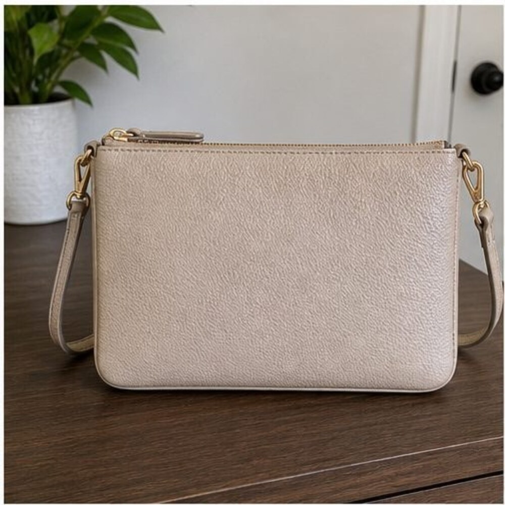 Tan Quilted Crossbody Bag